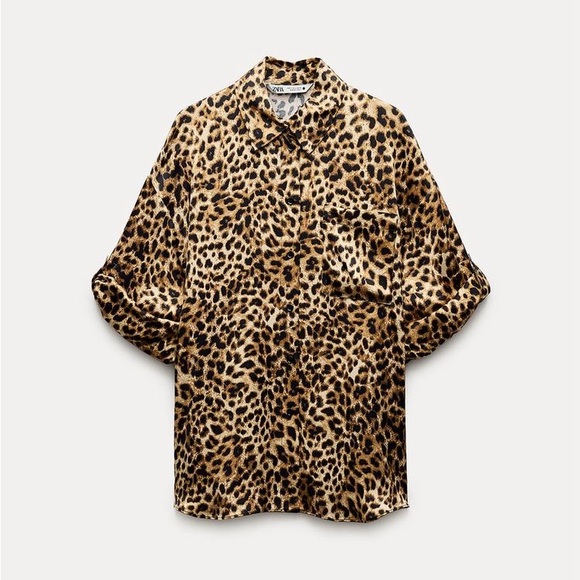 ZARA WOMAN COLLECTION ANIMAL PRINT LEOPARD SHIRT - Picture 2 of 5